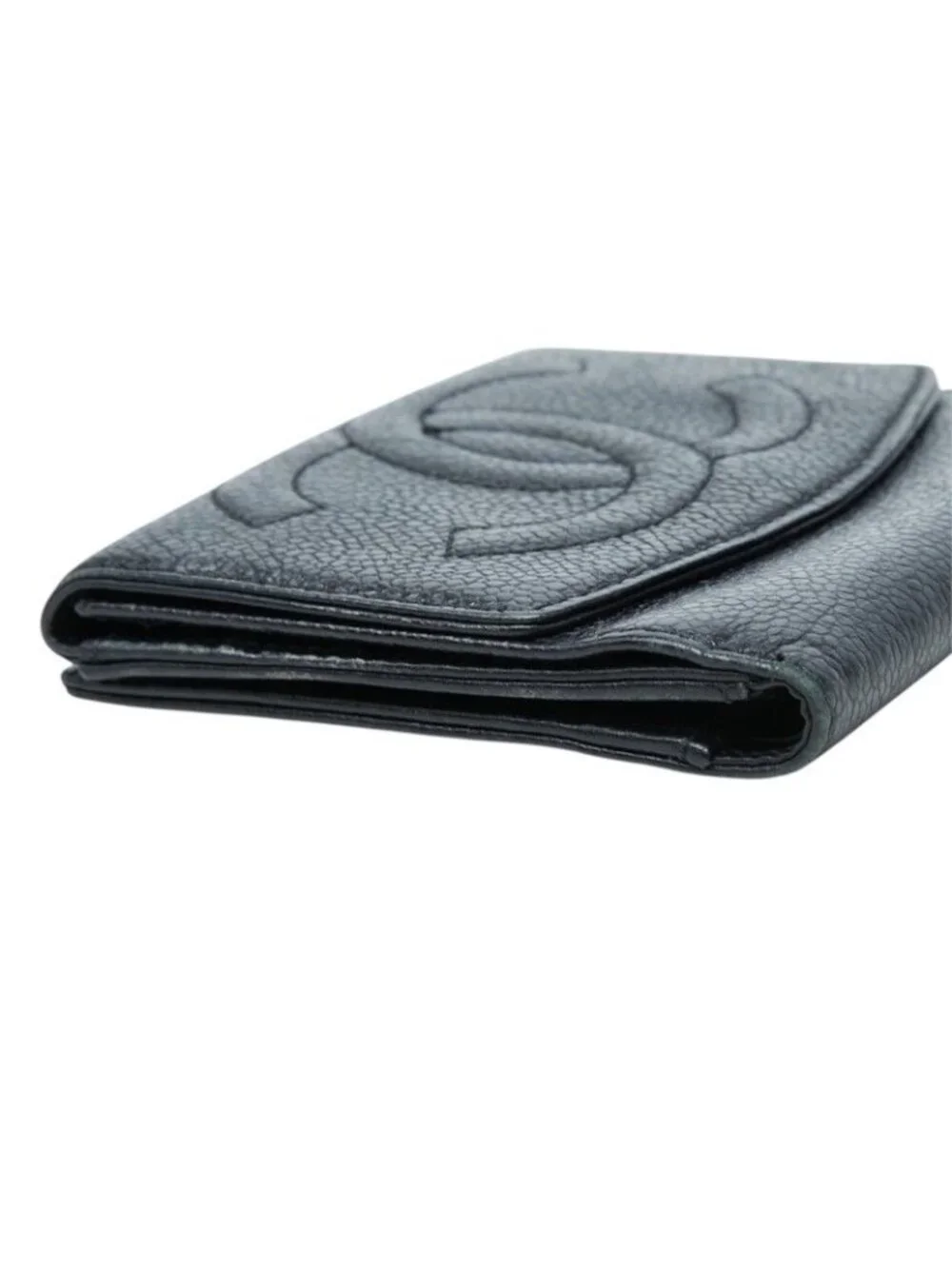 Chanel CC Logo Bifold Wallet Black Caviar Leather